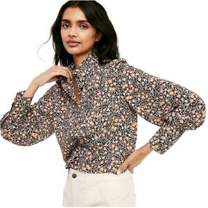 Nili Lotan x Target Liberty Floral Pintuck Button Long Sleeve Blouse Medium M